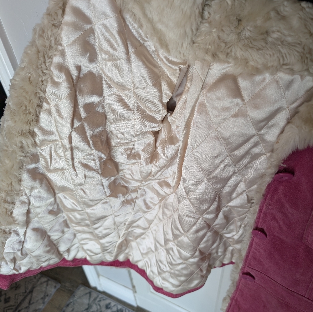 Vintage Wilsons Leather Maxima Pink Suede Jacket Fur Trim Large - Picture 13 of 16